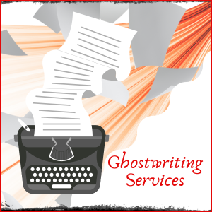 a typewriter and written papers highlighting fiction ghostwriting services